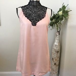 Buffalo blush blouse with lace detail neck line